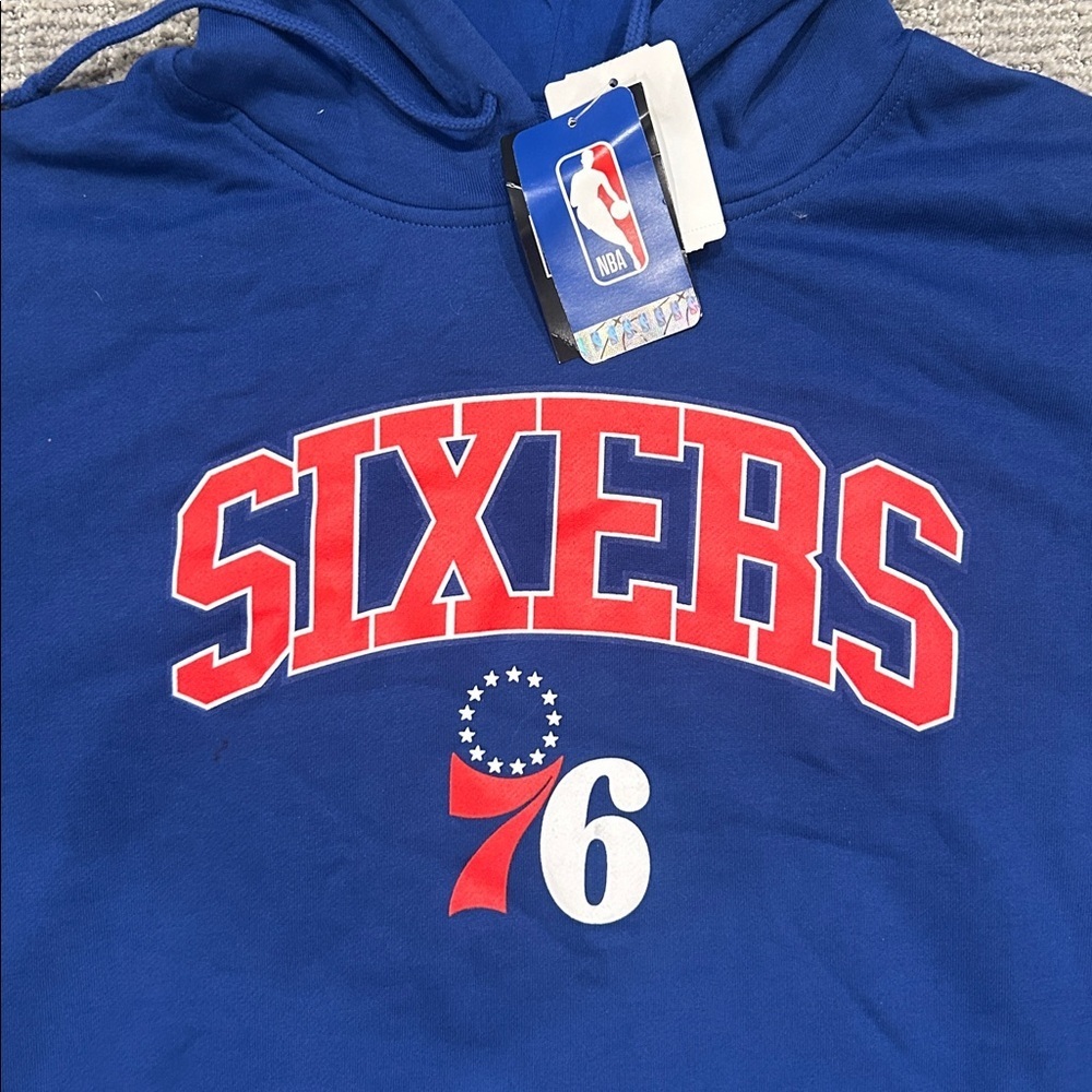 NBA Sixers Royal Blue Pullover Hoodie with Red Logo XL - Picture 2 of 4